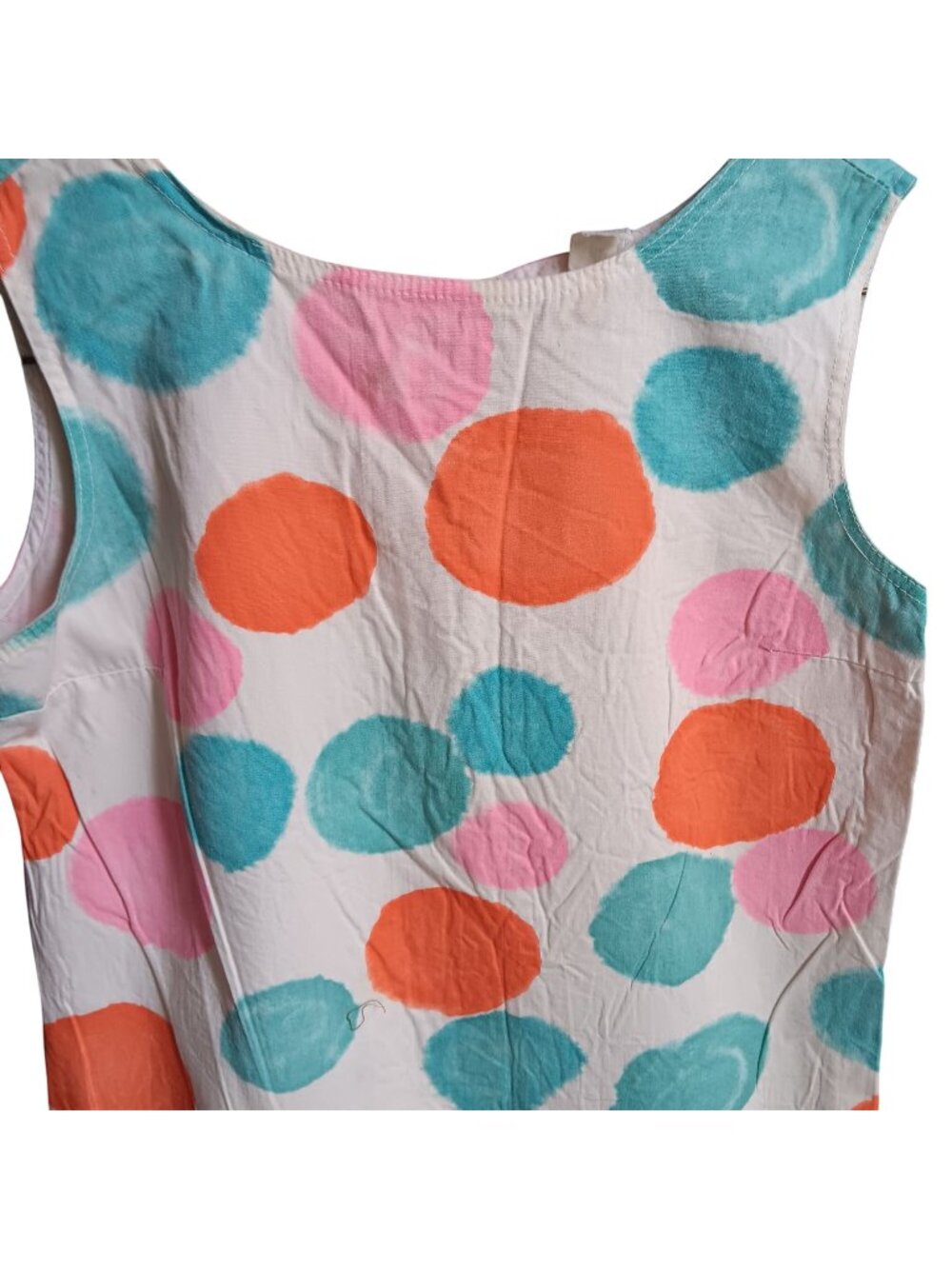 Polka Dot Girs 12 Vintage Dress Sleeveless Cotton 1950's Ruffle Hem Union Made